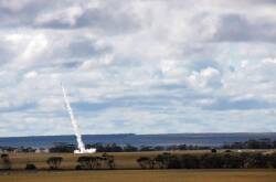 A German company has launched a candle wax-powered rocket from SA's Koonibba Rocket Range. (file) (HANDOUT/AUSTRALIAN DEFENCE FORCE)