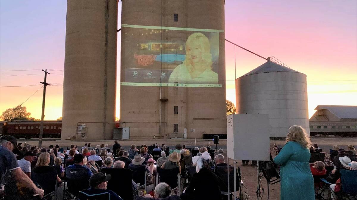 Its movie night in Quambatook and Dolly Parton comes to town. Photo Slow Rail Journeys.