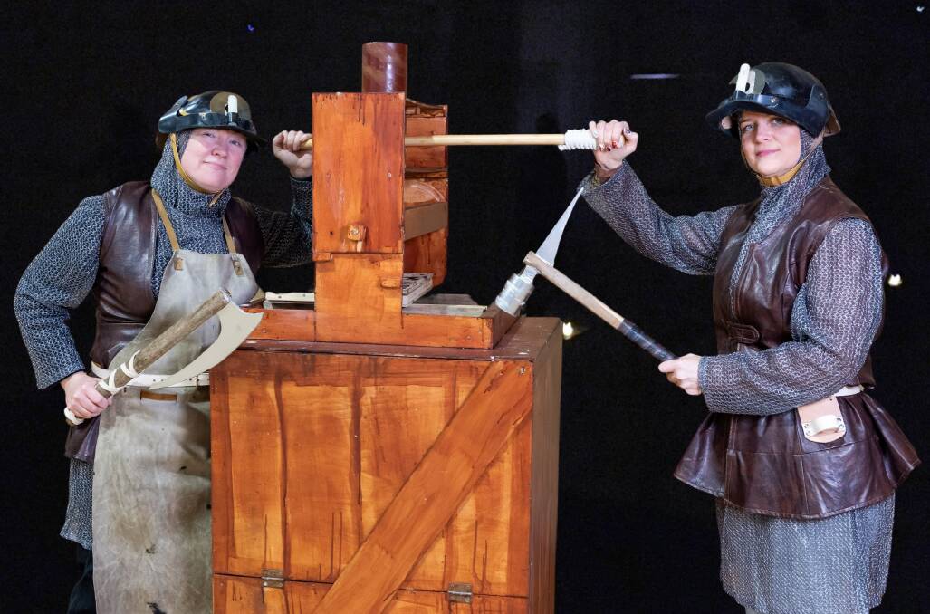Gunilla Goodmountain (Janice McLean, left) and Boddony (Kelly van Geest) work the presses in Terry Pratchetts The Truth. Picture: Zyg Woltersdorf