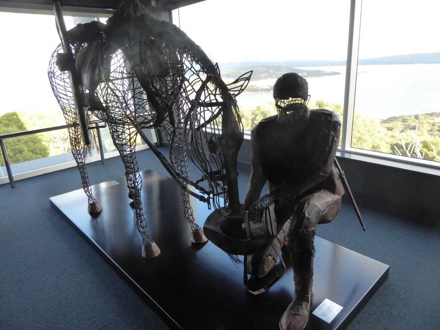 LOYALTY: Pictured at Albany's National Anzac Centre is a sculpture of a digger "sharing the last of my water with my old mate".