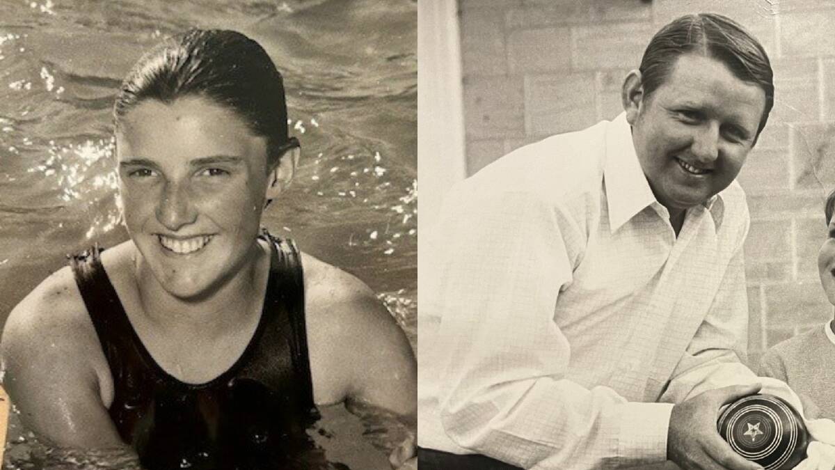 Australian sporting heroes Vicki Murphy and Errol Bungey during their time swimming and bowling at national levels respectively. Pictures supplied