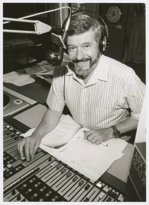 Keith Conlon at work in the ABC studios at Collinswood, Adelaide during his time with 5AN (now ABC 891), 1986. Picture SLSA B 70869/14003/Messenger Press