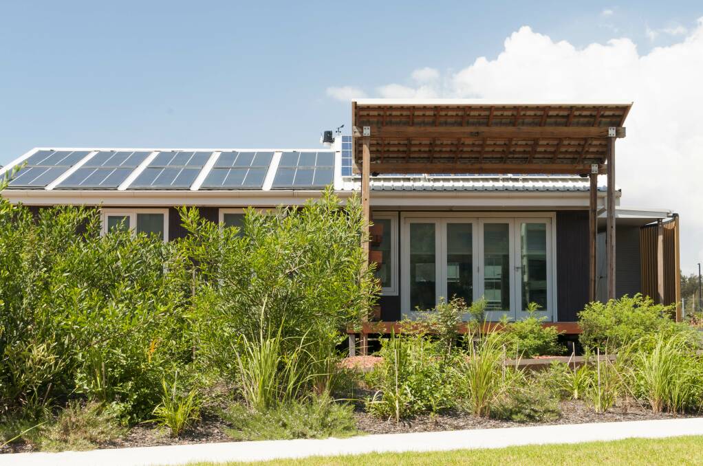 Solar panels on the Illawarra Flame House, located near the Sustainable Buildings Research Centre, on the Innovation Campus in North Wollongong. Picture by Alajandra Mora