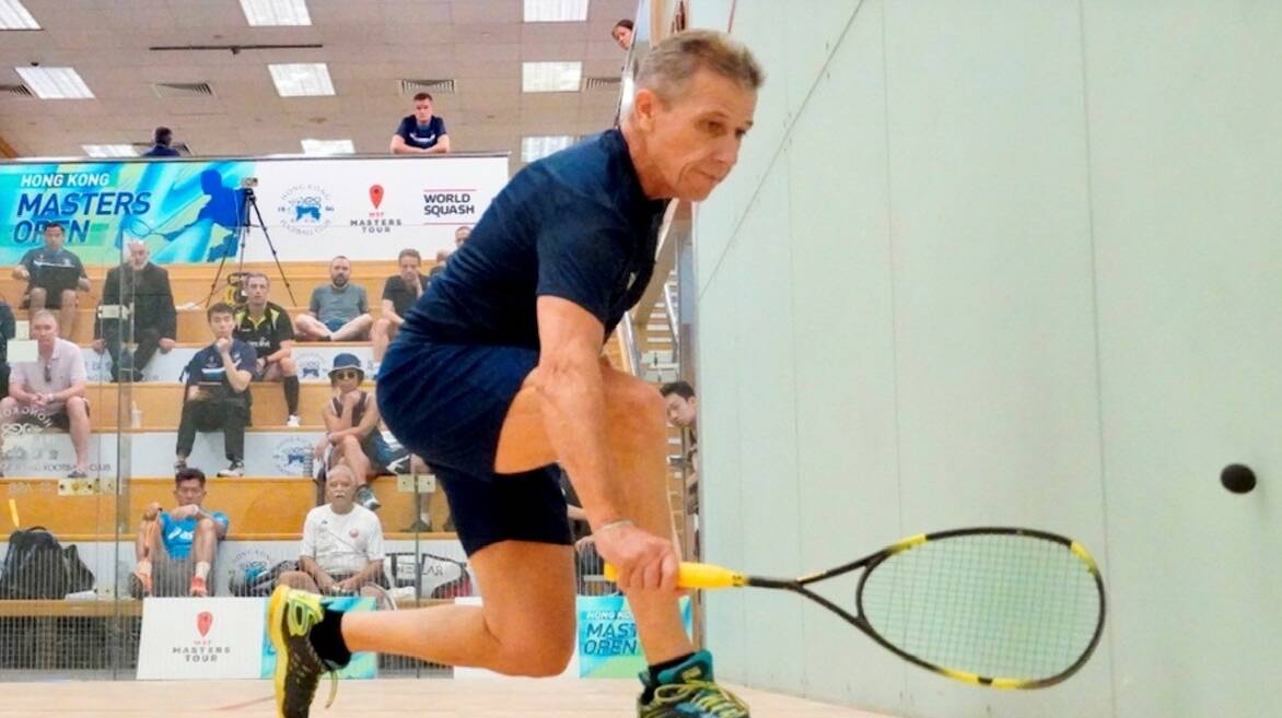 Malcolm Mc Clarty playing in the Hong Kong squash masters in 2023. Picture supplied