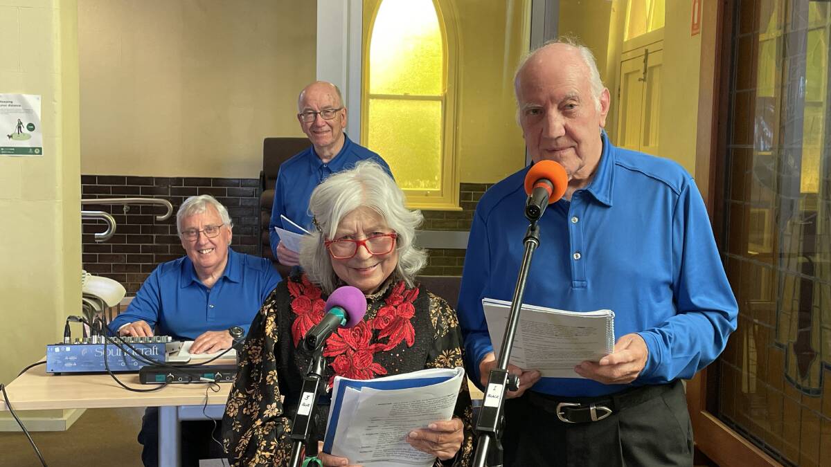 Retire Active SA Radio Players members Peter Watts, John Graham, Mary Safe and Bob Brady at the Church of Christ, Mile End, SA on October 30, 2023. Picture by Anthony Caggiano