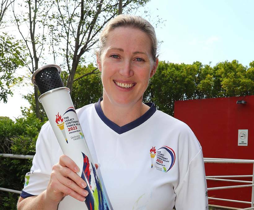 Legacy Centenary Torch Relay 2023 ambassador Jana Pittman with the torch. Picture supplied