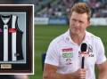 Nathan Buckley and inset, his 2002 Collingwood guernsey from the grand final against the Brisbane Lions. Supplied/ACM file photos.
