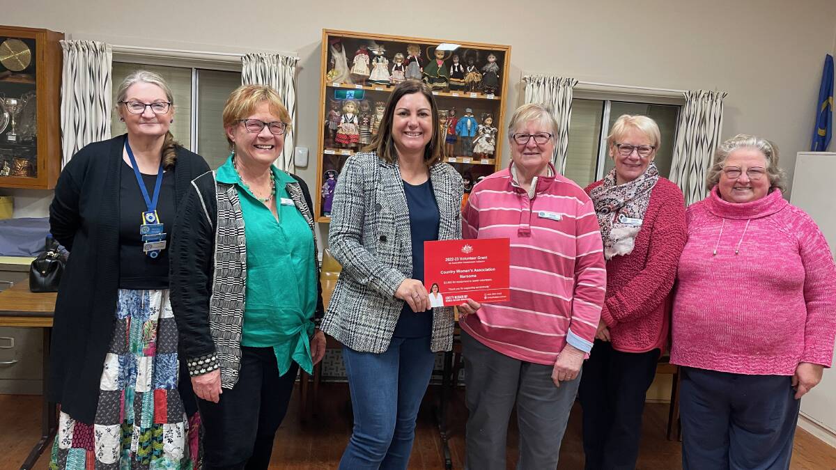Eden-Monaro MP Kristy McBain presented CWA Narooma branch with a $3650 Volunteer Grant on June 29. Pictured with Wendy Spulak, Sally James, Marie Warden, Marion Cullen and Joanne King. Picture by Marion Williams.