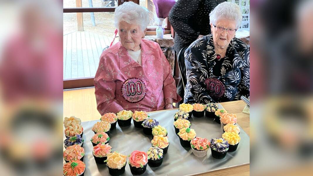 Twins Doreen Collins and Audrey Gardam celebrated their 100th birthday together on Thursday, December 14. Picture supplied.