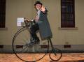 Sanjex riding a penny farthing ahead of Wallsend's sesquicentenery celebrations. Picture by Peter Lorimer