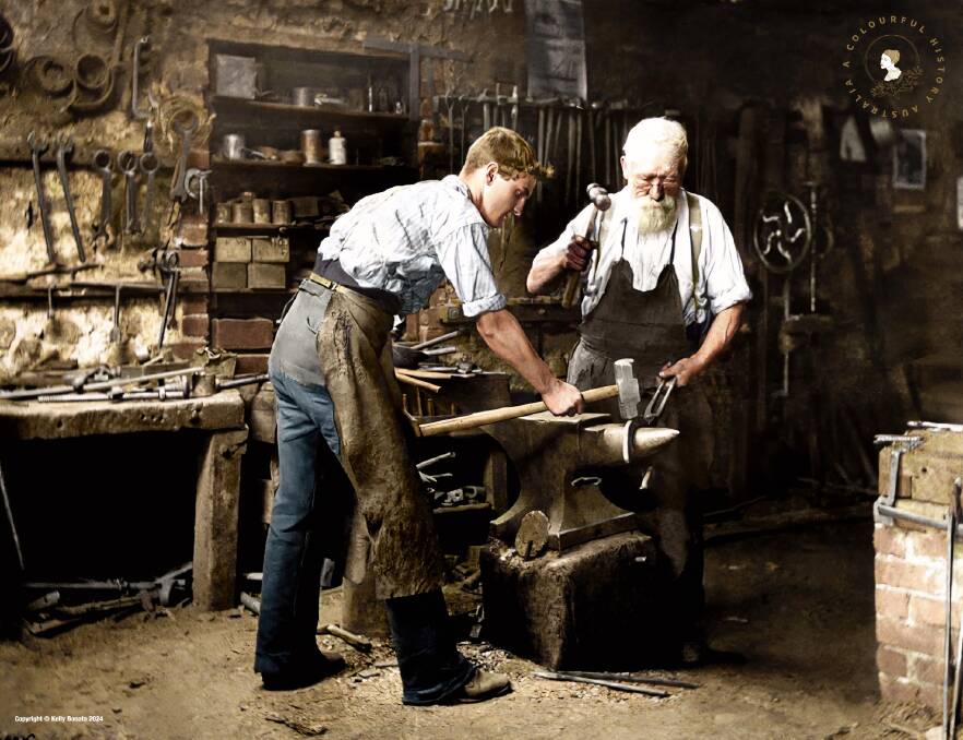 Original image: Blacksmith Shop, Clarendon, 1896, trove.nla.gov.au/work/208428523 
