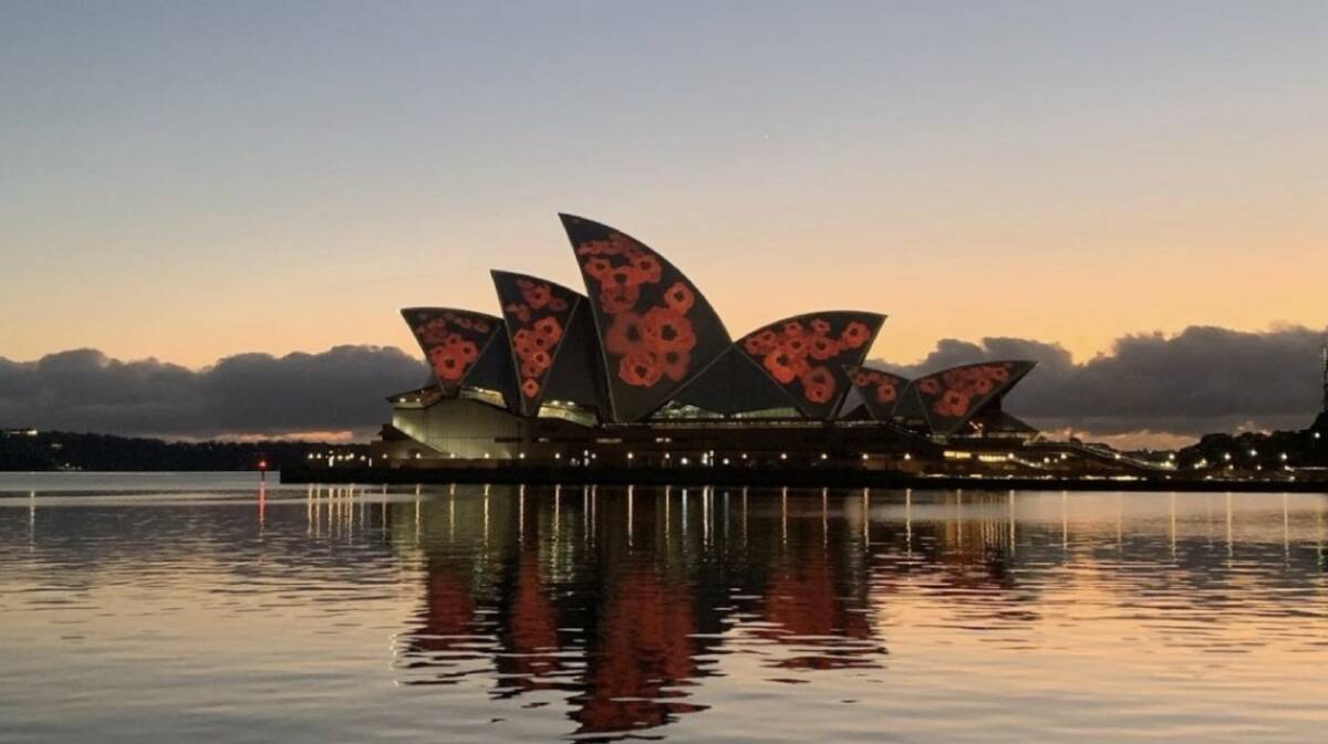 An image of the poppy projection during last year's Remembrance Day sunrise service. Picture supplied