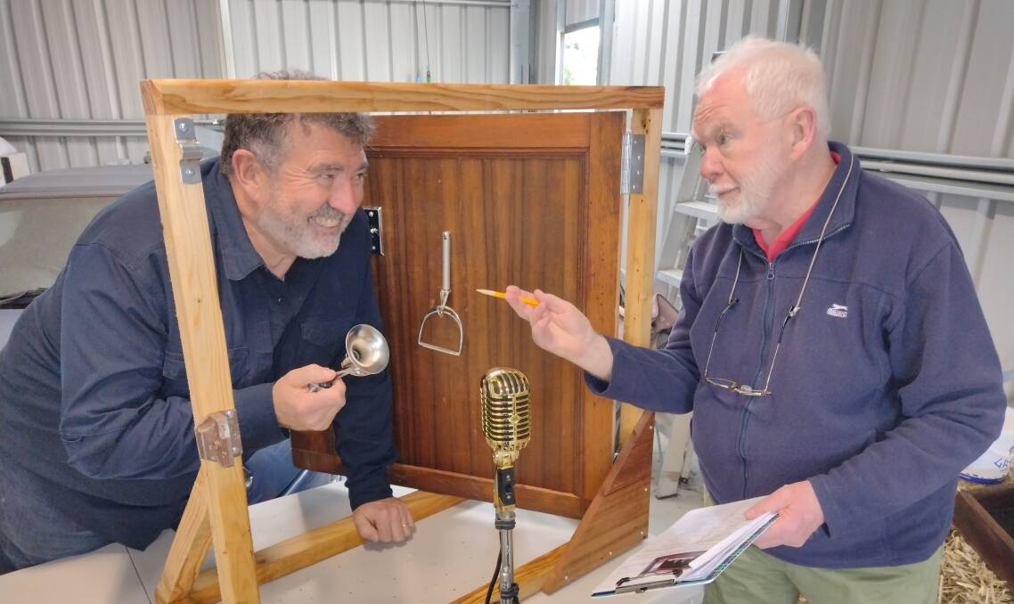 Technical Producer Danny Russel (left) and Director Alan Wright getting familiar
with some of the sound effects for The Golden Years of Radio. Picture supplied