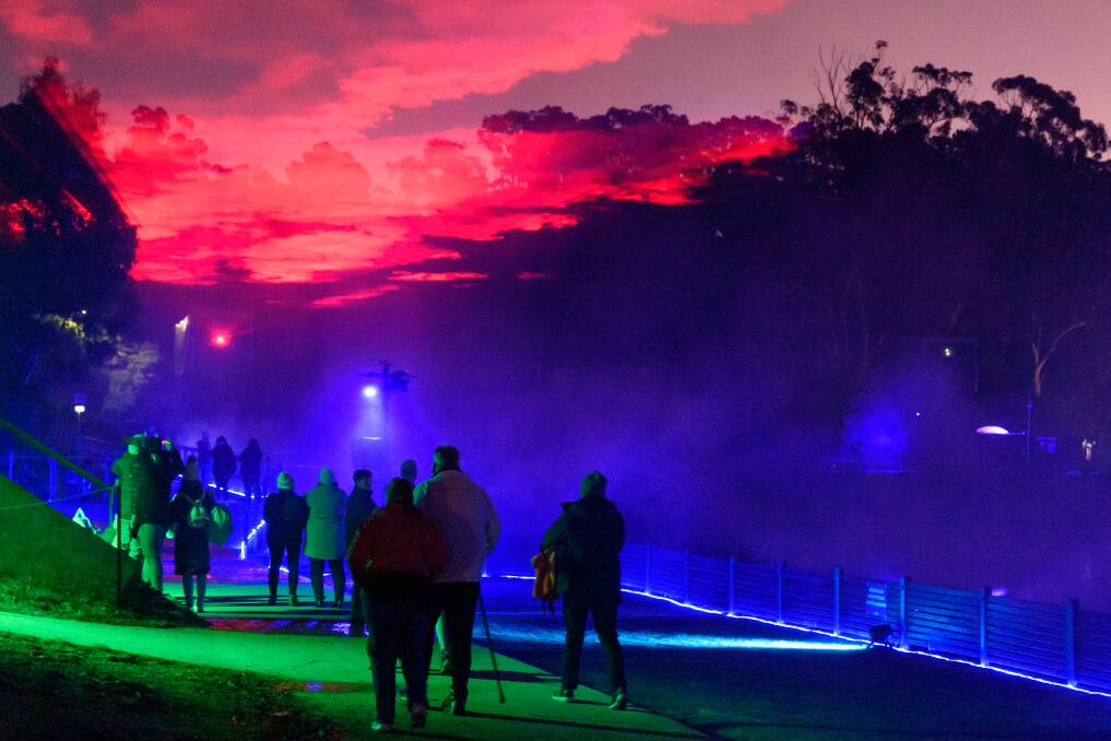 Colour, movement, density of light beams and changing weather will work together to give the Bowral display many variations. Picture supplied