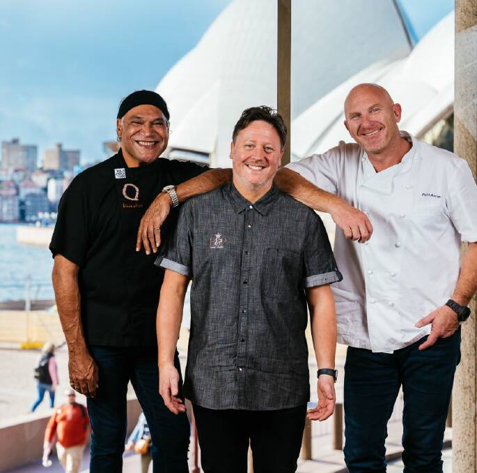Mark Olive, Darren Purchese and Matt Moran will cook up a storm on the Queen Elizabeth. Photo supplied