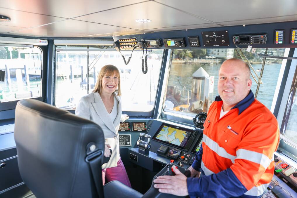 NSW Transport Minister Jo Haylen and Captain Carl Brandes from Polaris Marine aboard John Nutt. Picture supplied