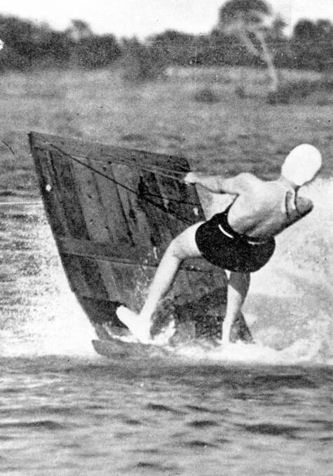 Sunshine Coast aquaplaning - what we did before water-skiing as we know it today - on the Maroochy River, c. 1930. Picture supplied