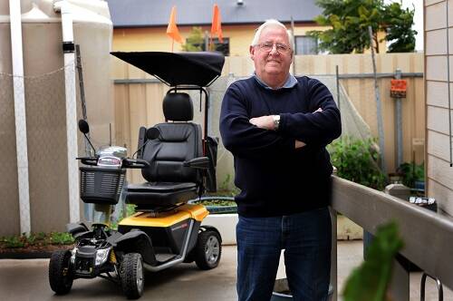 SAFETY ADVOCATE – Geoff Baker says reversing cars are a big danger for mobility scooter users. Photo: Samantha Camarri.