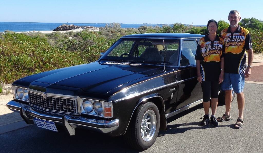 MAGNIFICENT MACHINE – Lynn and John Purser, both 62, from Jurien Bay, will take part in the Aussie Muscle Car Run with their 1978 HZ V8 Holden Premier.