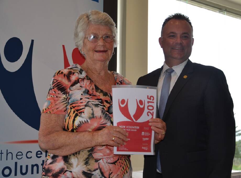 NICE TO MAKE A DIFFERENCE – Volunteer of the Year nominee Pam Ingram is congratulated by Member for Terrigal Adam Crouch.