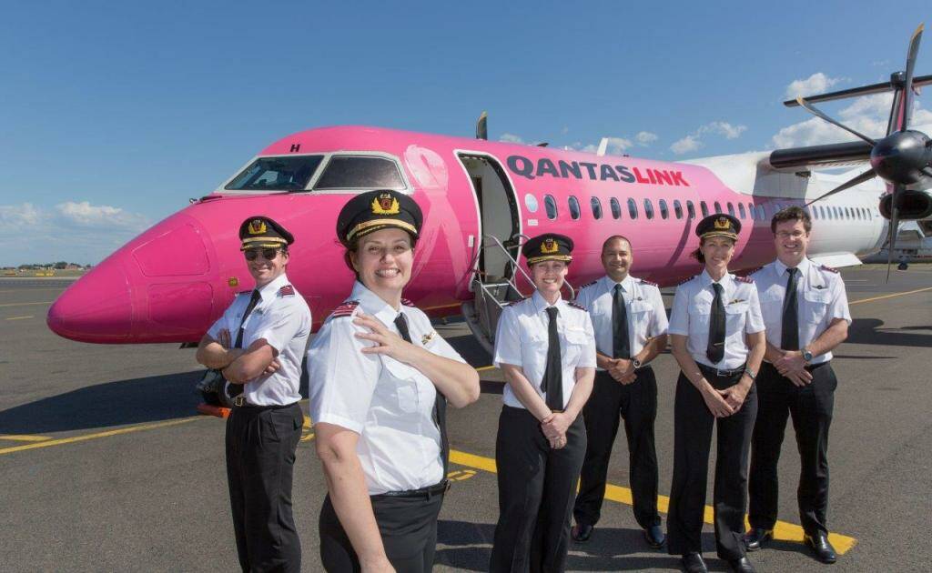 Pilots wearing pink with pride.